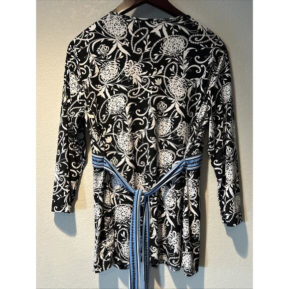 Ann Taylor Loft Women’s Large 3/4 Sleeve Blouse Top Floral Tie Waist Slimming - Picture 7 of 8